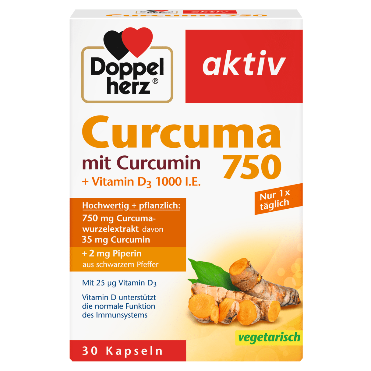 Doppelherz Curcuma 750 kurkuma + vitamin D3 1000IU cps a30
