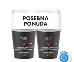 Vichy Dezodorans - Roll-on Extreme Control Homme Detranspirant za muškarce - 72h zaštite - Duo pakovanje 2x50ml