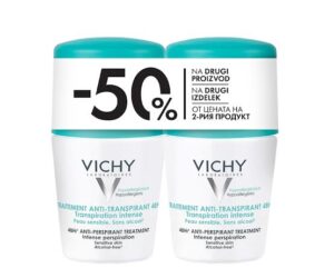 Vichy Dezodorans - Roll-on Intense Anti-transpirant protiv znojenja - 48h zaštite - Duo pakovanje 2x50ml