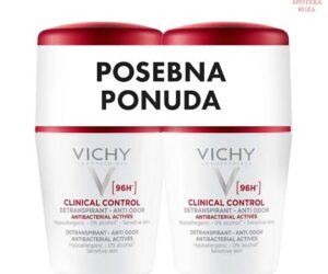 Vichy Dezodorans - Roll-on Clinical Control Detranspirant za žene - 96h zaštite - Duo pakovanje 2x50ml